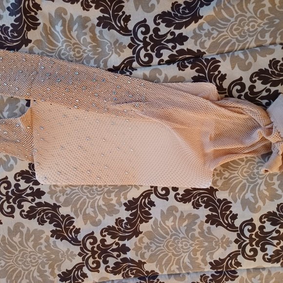 CHRLEISURE Women's Sparkle Rhinestone Fishnets Sexy Tights High Waist OS - Picture 9 of 12